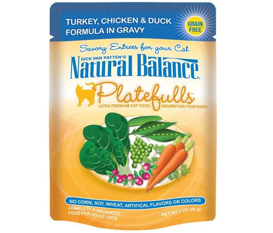 Natural Balance Pet Foods Platefulls Turkey Chicken and Duck Formula in Gravy Cat Wet Food 3 oz 24 Pack