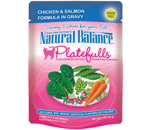 Natural Balance Pet Foods Platefulls Chicken and Salmon Formula in Gravy Cat Wet Food 3 oz 24 Pack