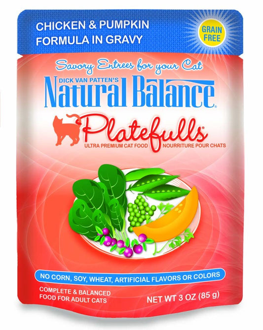 Natural Balance Pet Foods Platefulls Chicken and Pumpkin Formula in Gravy Cat Wet Food 3 oz 24 Pack