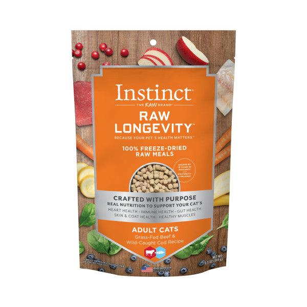 Instinct® Raw Longevity™ 100% Freeze-Dried Raw Meals Grass-Fed Beef & Wild-Caught Cod Recipe for Cats