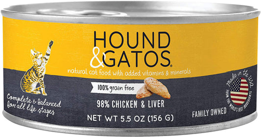 Hound and Gatos Cat Grain Free Chicken and Liver 5,5oz,(Case of 24)