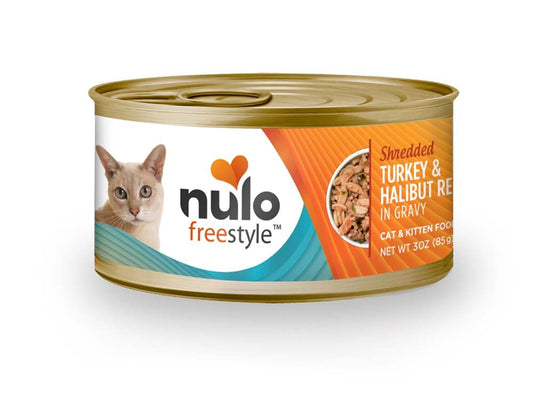 Nulo Shredded Turkey and Halibut Recipe Canned Cat Wet Food 3 oz 24 Pack