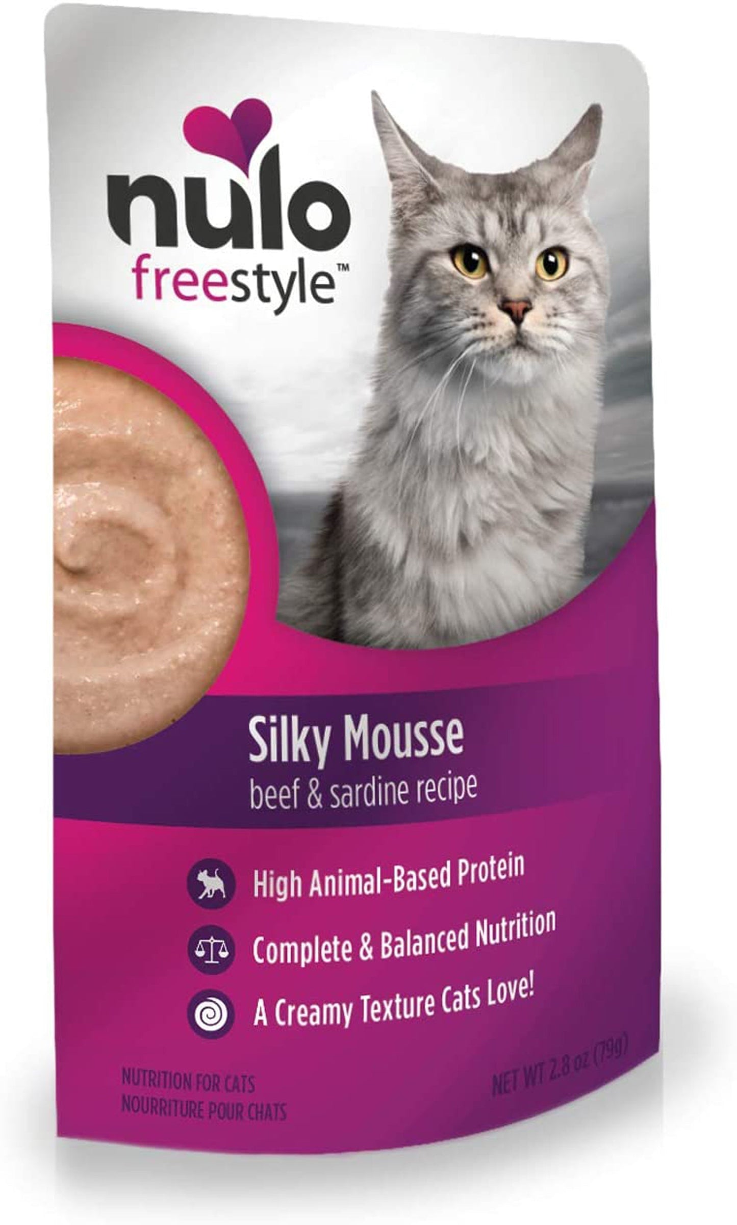 Nulo Cat Silky Mousse Cat Food Beef Sardine 2.8 Ounces