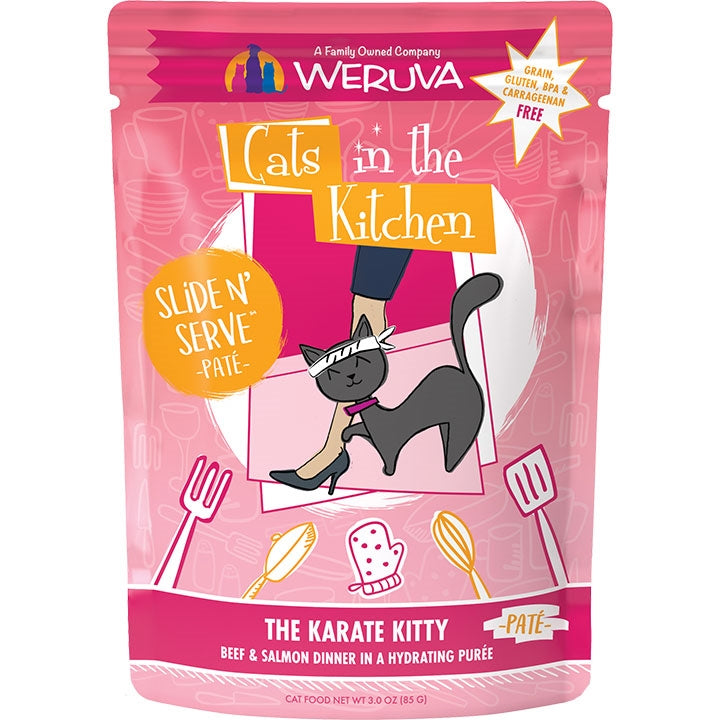Cats in the Kitchen Slide N Serve The Karate Kitty Beef and Salmon Dinner 3oz. (Case Of 12)