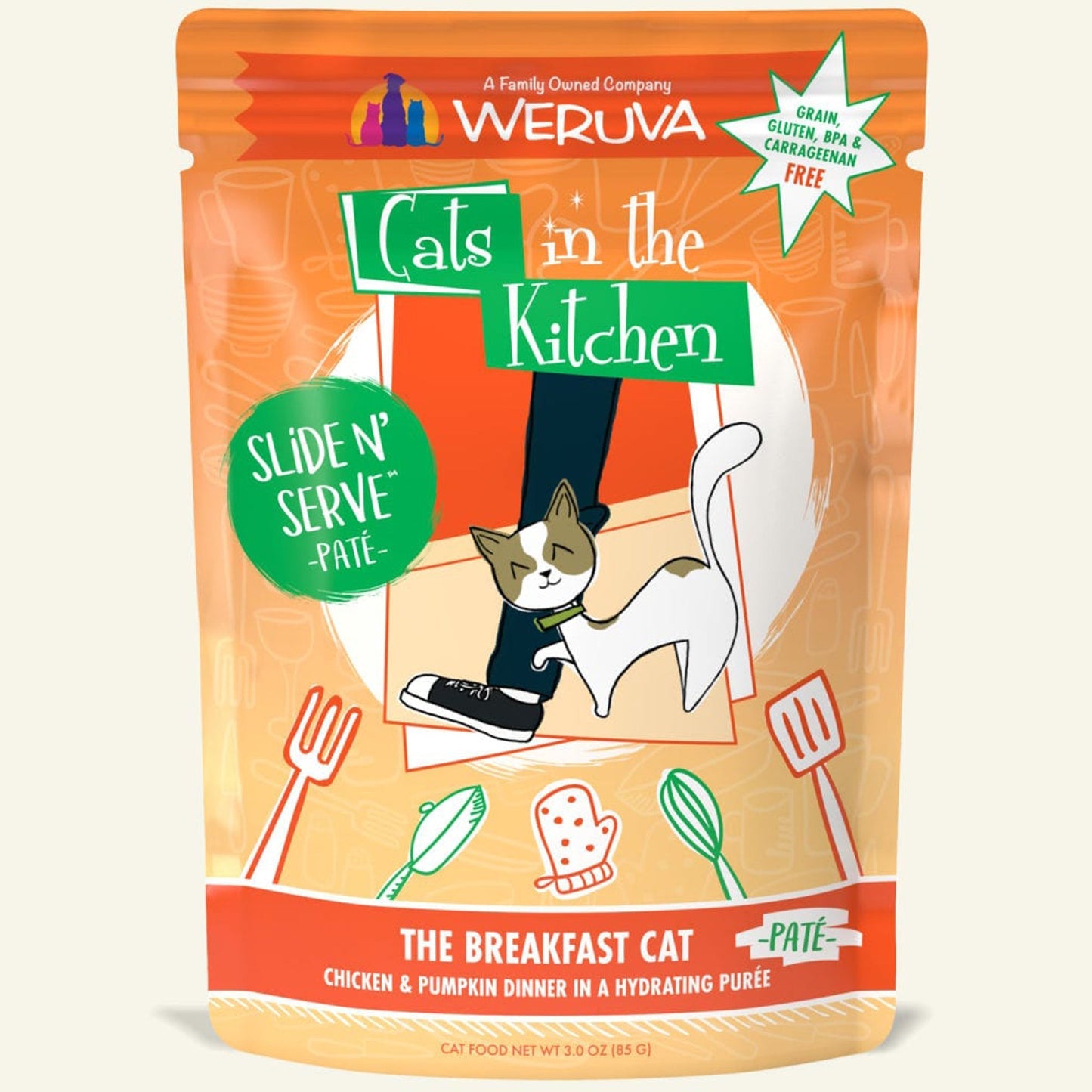 Cats In The Kitchen Slide N Serve The Breakfast Cat Chicken and Pumpkin Dinner 3oz. Pouch (Case Of 12)