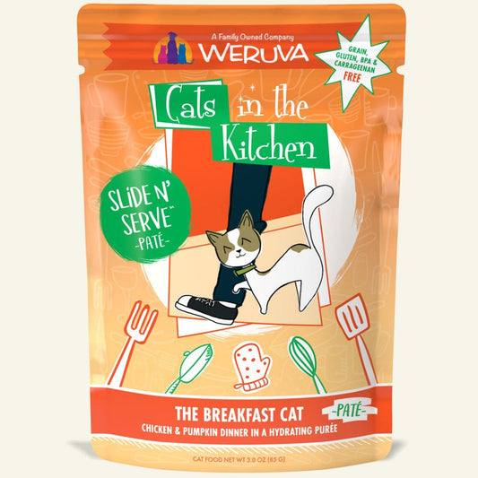 Cats In The Kitchen Slide N Serve The Breakfast Cat Chicken and Pumpkin Dinner 3oz. Pouch (Case Of 12)