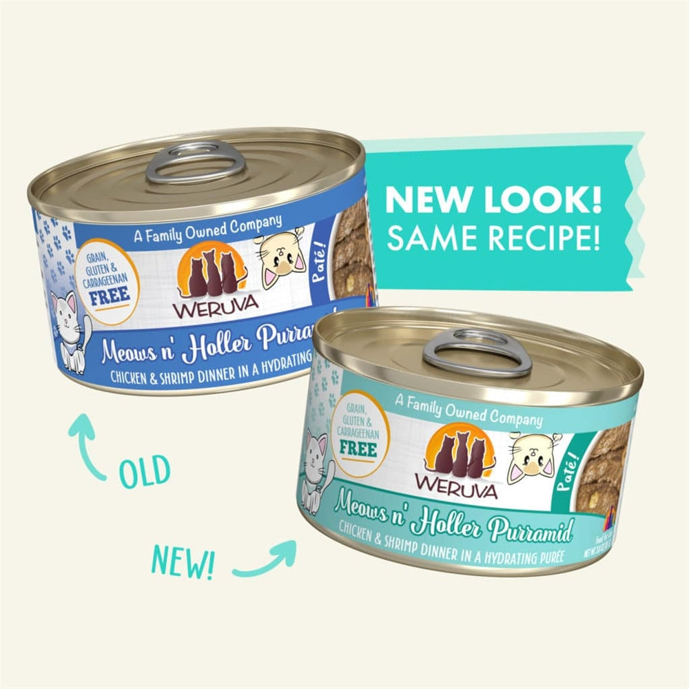 Weruva Cat Pate Meows n Holler PurrAmid Chicken and Shrimp Dinner 5.5oz (Case Of 8)