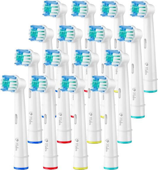 Milos Electric Toothbrush Heads - 16 Pack, Professional Toothbrush Replacement Heads, Compatible with Oral-B Toothbrushes