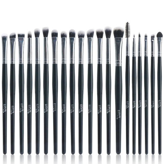 MSQ Eye Makeup Brushes 20pcs Eyeshadow Makeup Brushes Set with Soft Synthetic Hairs & Real Longer Wood Handle for Eyeshadow, Eyelash,Eyebrow, Eyeliner, Blending, Conclear(Black)