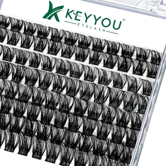 Lash Clusters 96pcs Individual Lashes D Curl 8-18MIX Cluster Lashes KEYYOU Volume Wispy Lash Extension Soft&Comfortable Easy DIY at Home(Y01,D-8-18MIX)
