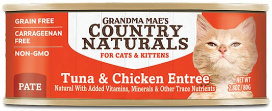 Grandma Maes Country Naturals Grain Free Tuna and Chicken Cat and Kitten Wet Food 2.8 oz 24 Pack