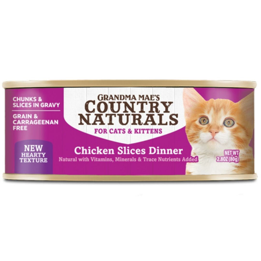 Grandma Mae's Country Naturals Slices in Gravy Dinner Canned Cat Food Chicken Slices, 2.8 oz