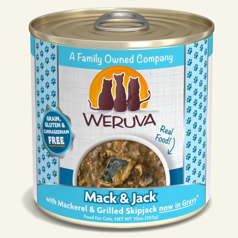 Weruva Cat Mack and Jack with Mackerel and Grilled Skipjack in Gravy 10oz. Case Of 12