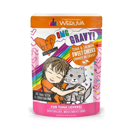 BFF Cat Omg Tuna and Salmon Sweet Cheeks Dinner in Gravy 3oz. (Case Of 12)