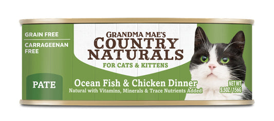 Grandma Maes Country Naturals Grain Free Ocean Fish and Chicken Cat Wet Food 5.5 oz 24 Pack
