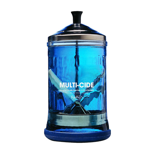 ForPro Multi-Cide Midsize Disinfecting Jar, Disinfectant Glass Jar for Manicure & Spa Implements, 21 Ounces