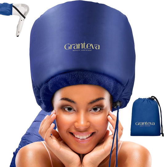 Granteva Hair Dryer Bonnet w/A Headband Integrated That Reduces Heat Around Ears & Neck - Blow Dryer Attachment for Hair Dryer, Speeds Up Drying Time