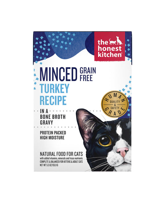 Minced Turkey in Bone Broth Gravy Wet Cat Food - Case of 12