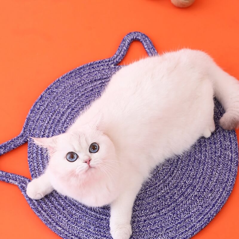 Cat Ears Shape Woven Cotton Rope Mat Cat Scratching Mat